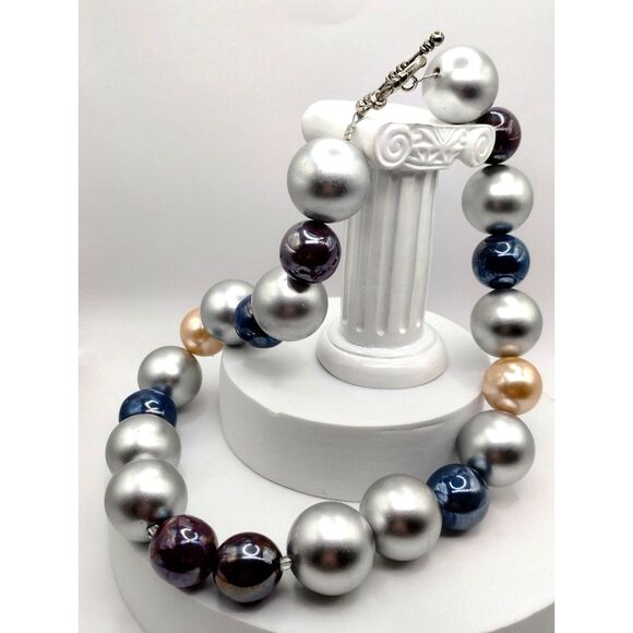 Vintage Natural Stone, Glass Beads, Mixed Medium Bracelet, Necklaces, 5 pieces - Picture 8 of 9